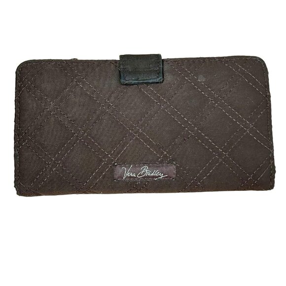 Vera Bradley Brown Quilted Microfiber Tote Shoulder Bag/Hand Bag & Wallett - Picture 9 of 16